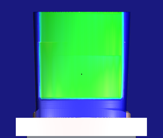 HiNC's finished G1 face: green, on the design, over the whole finished face; the edges and the base are blue