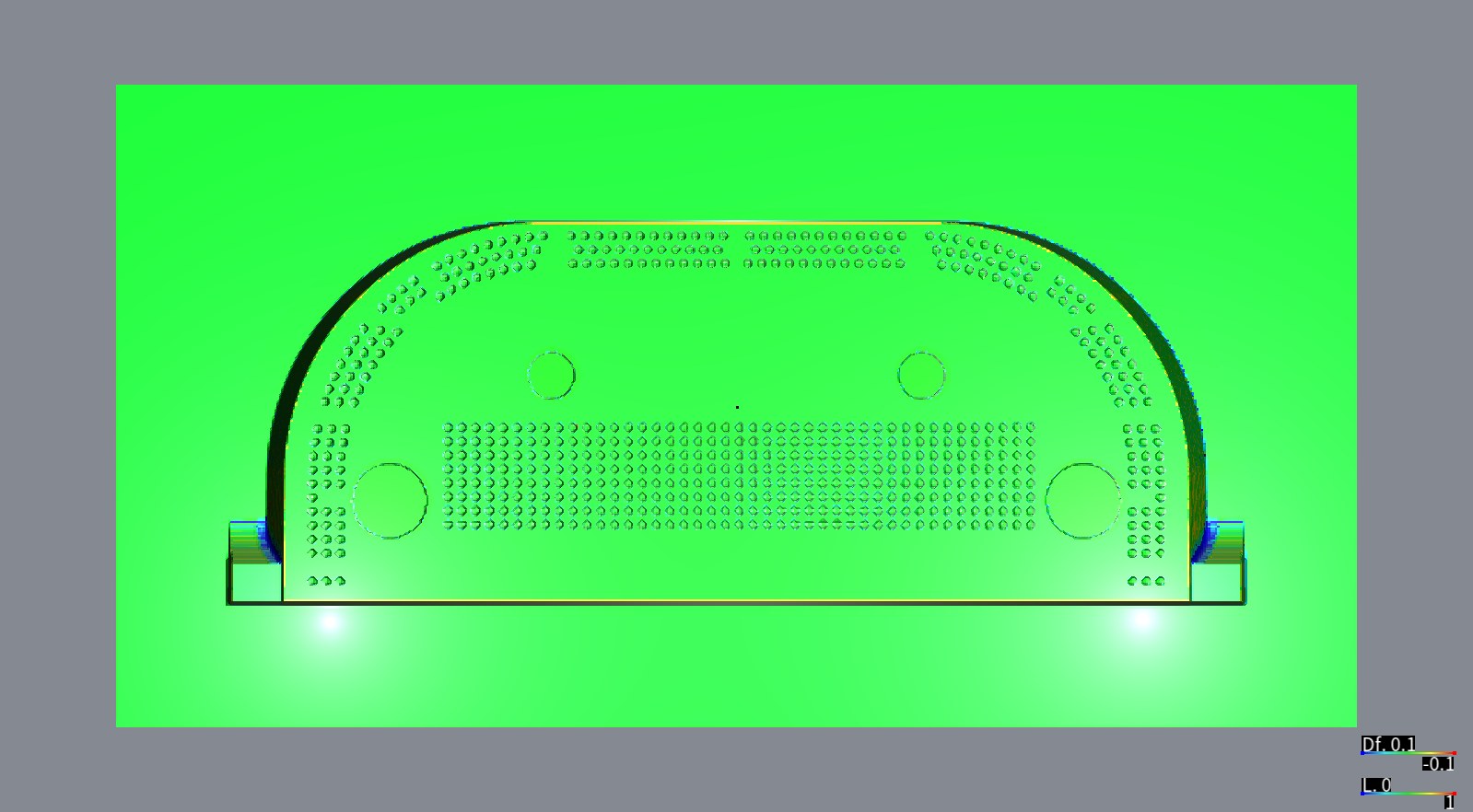 HiNC's geometry difference over the whole A insert, top view