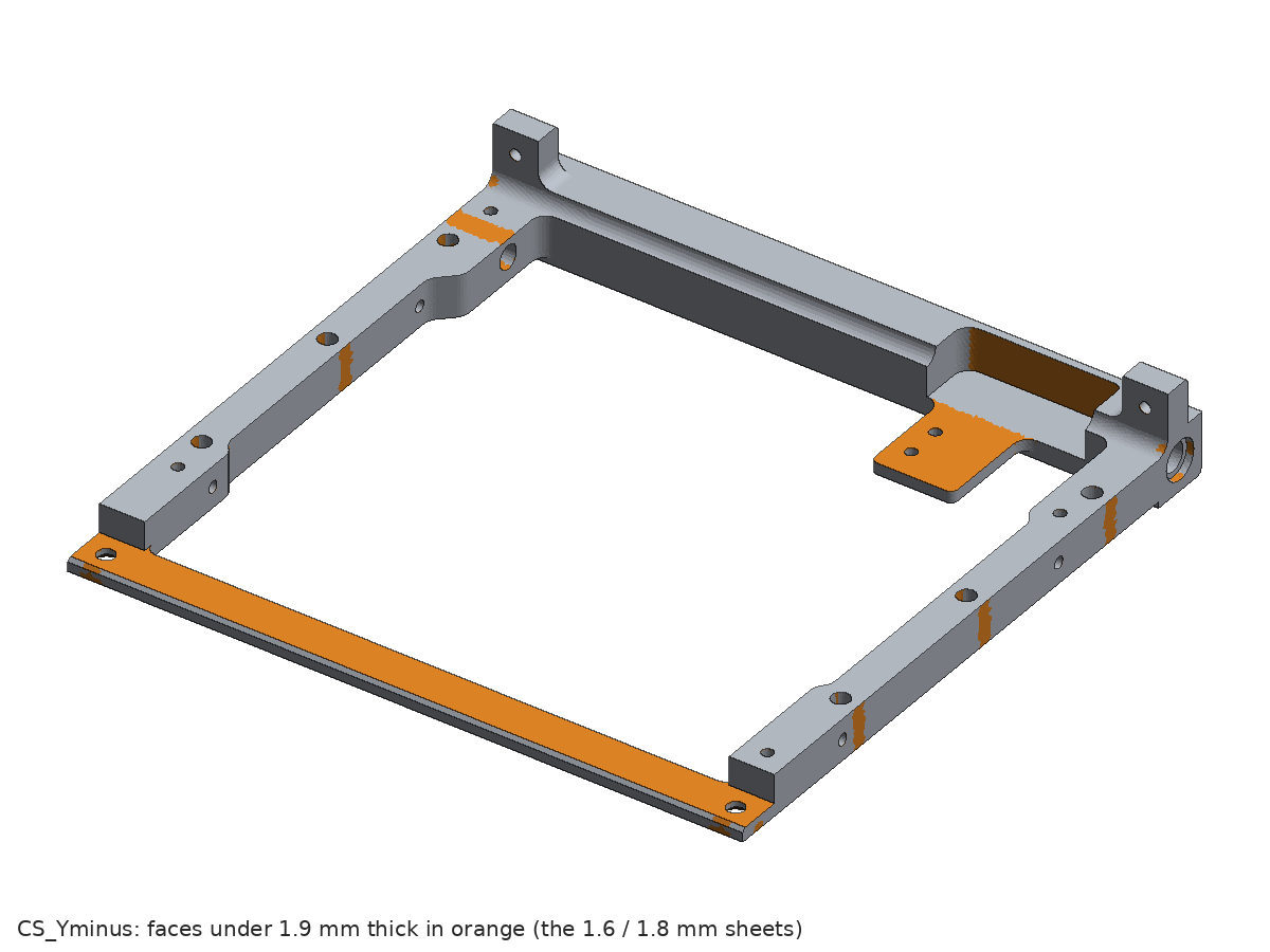 Plate CS_Yminus with the faces thinner than 1.9 mm in orange: the 1.6 and 1.8 mm sheets