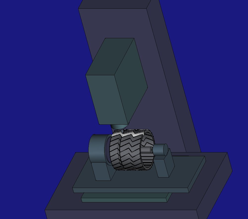 HiNC's generic vertical four-axis machine: the column, the spindle head, and on the X table the A rotary table and the tailstock with the wheel between them