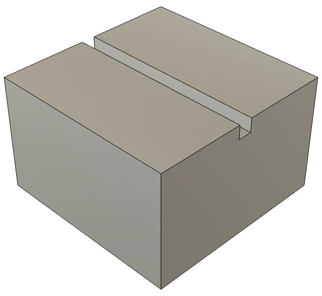 The data set's rendering of part 1: an 80 × 80 mm block with one straight slot across its top