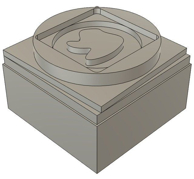 The data set's rendering of part 10: a raised disc holding a square pocket and a round pocket around an island, on stepped levels